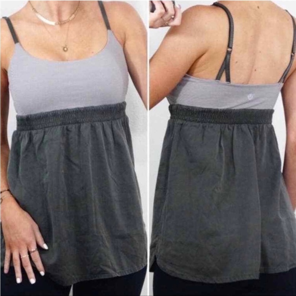 Lululemon Bliss Babydoll Top Gray and White Stripe Size 6